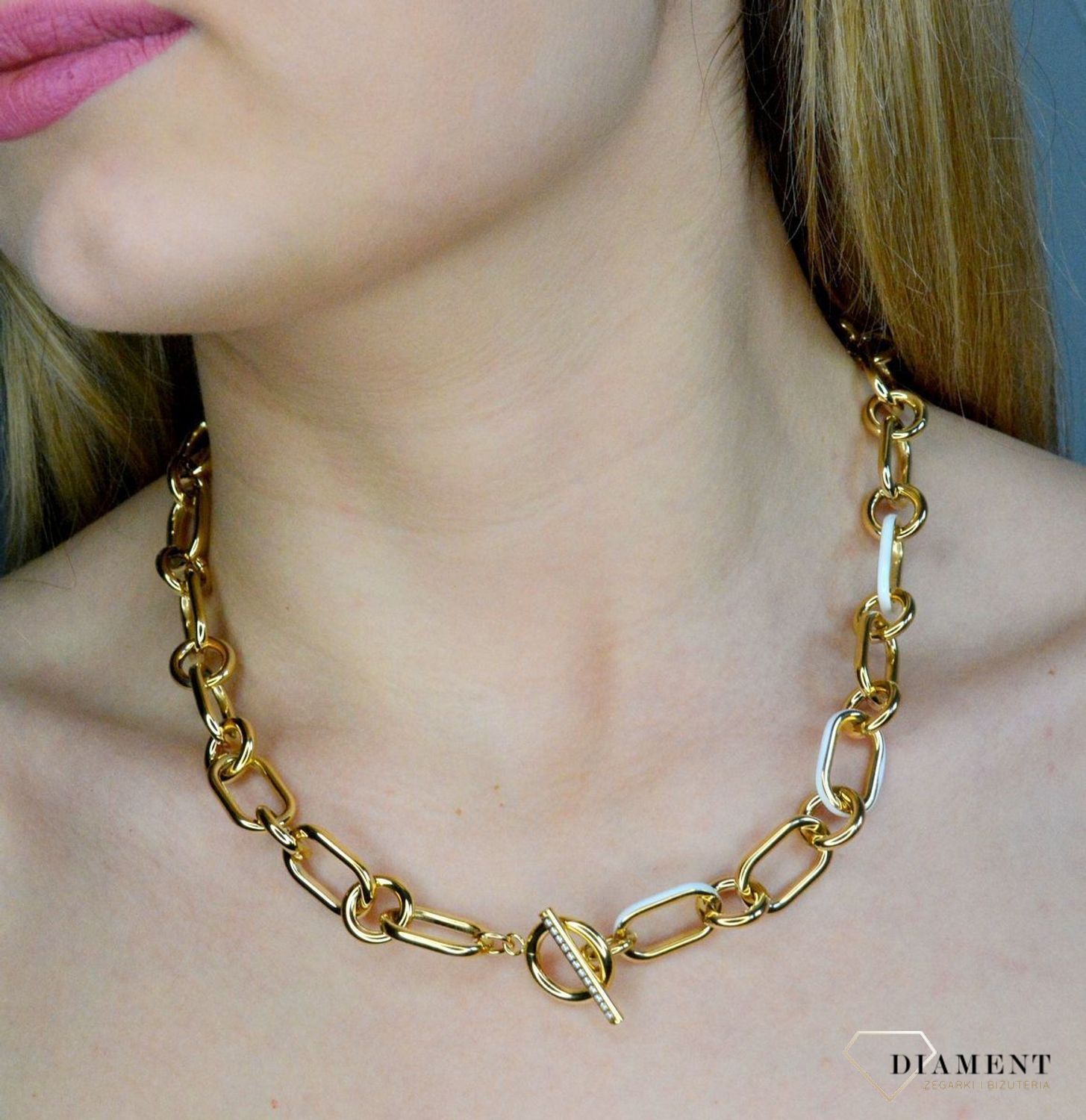 Naszyjnik złoty duże ogniwa Nomination z białą emalią 028712 000D.jpg